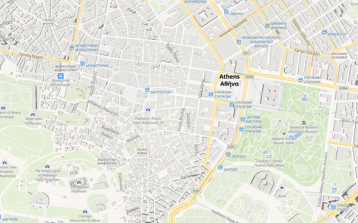 Athene op de kaart